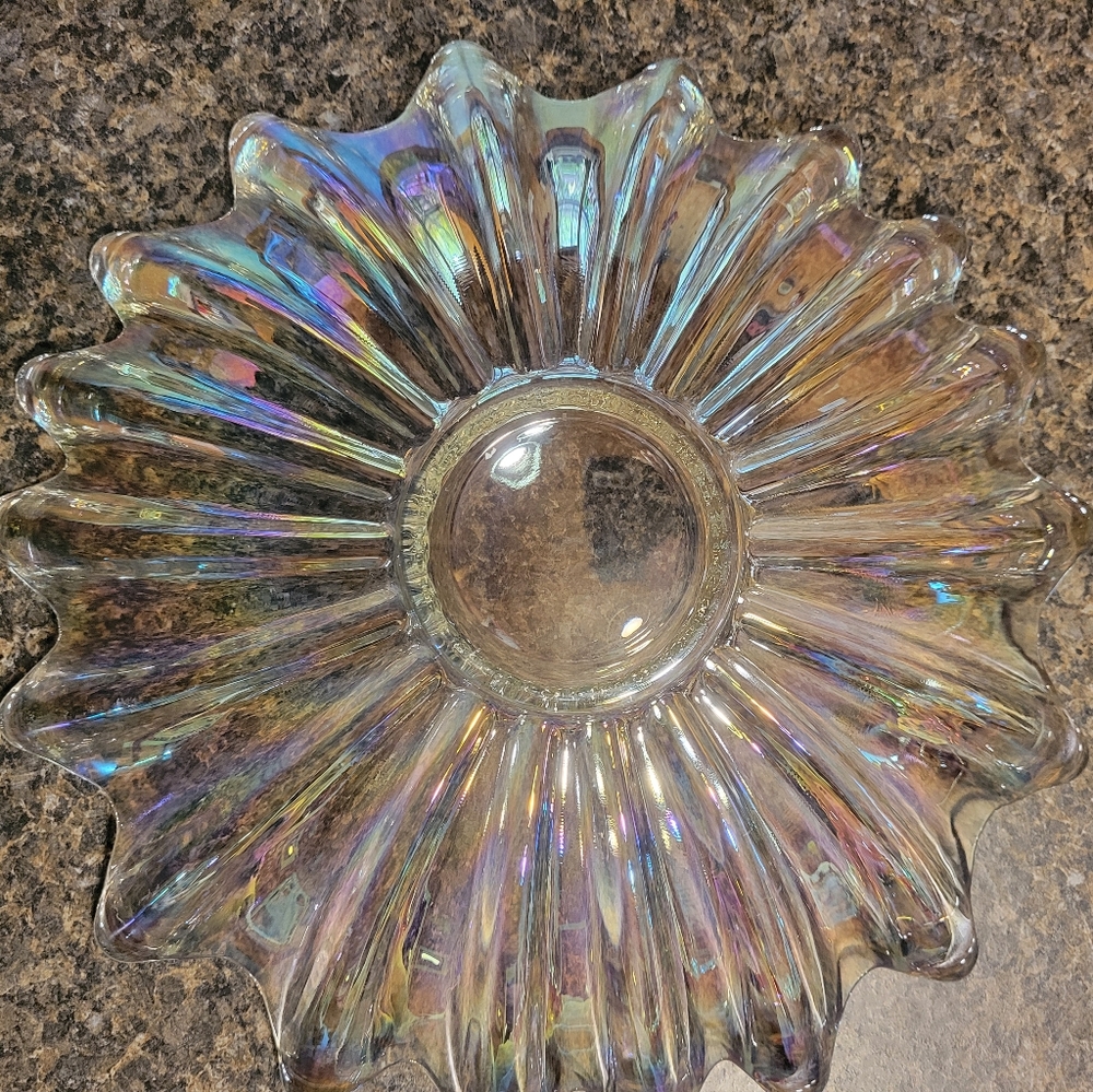 Vintage 11" Iridescent Celestial Bowl/Plate  Federal Glass